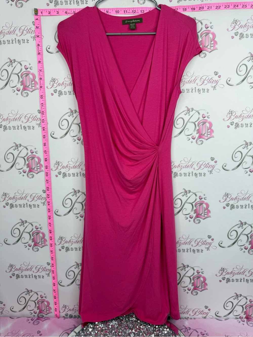 Tommy Bahama dress pink bright Fuchsia Twist-Front V-Neck Dress